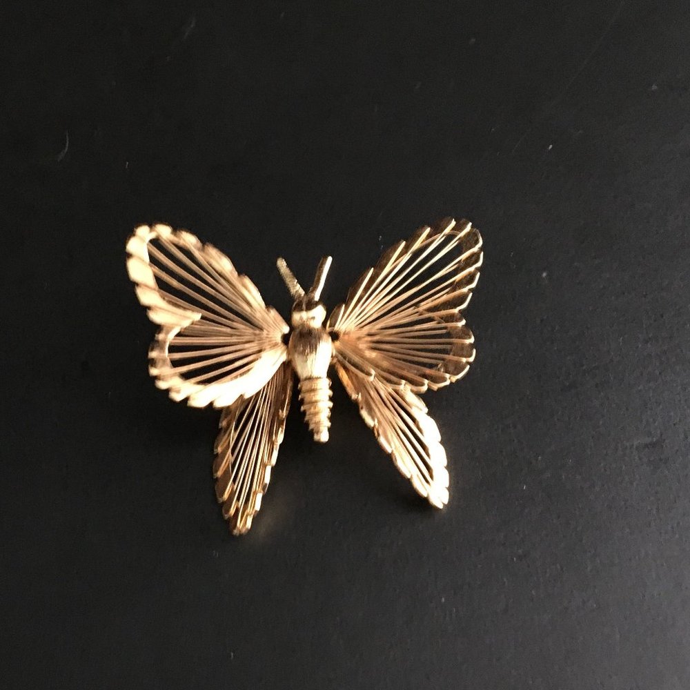 Monet Gold Tone Butterfly Pin